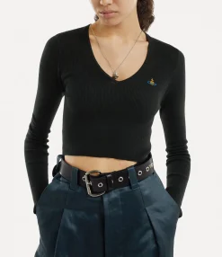Tops And Shirts|Knitwear|Vivienne Westwood Bea Cropped V-neck BLACK