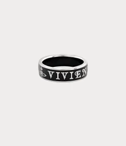 Rings|Rings|Vivienne Westwood Conduit Street Ring PLATINUM / BLACK Enamel