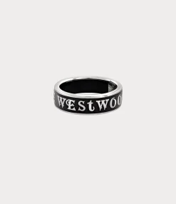 Rings|Rings|Vivienne Westwood Conduit Street Ring PLATINUM / BLACK Enamel