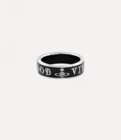 Rings|Rings|Vivienne Westwood Conduit Street Ring PLATINUM / BLACK Enamel