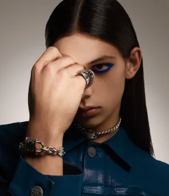 Rings|Rings|Vivienne Westwood Conduit Street Ring PLATINUM / BLACK Enamel