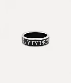 Rings|Rings|Vivienne Westwood Conduit Street Ring PLATINUM / BLACK Enamel