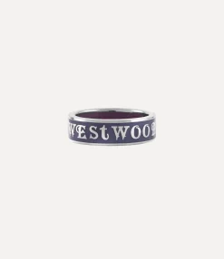Rings|Rings|Vivienne Westwood Conduit Street Ring PLATINUM / NAVY, AUBERGINE Enamel