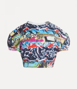 Sweatshirts And T-Shirts|Tops And Shirts|Vivienne Westwood Cropped Football T-shirt GRAFFITI