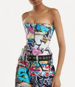 Corsets|Tops And Shirts|Vivienne Westwood Denim Cobrax Corset GRAFFITI