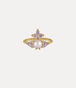 Rings|Vivienne Westwood Feodora Ring GOLD / LIGHT PURPLE CZ / CRYSTAL ROSALINE Pearl