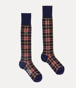 Socks|Socks And Tights|Vivienne Westwood High Tartan Sock NAVY BLUE