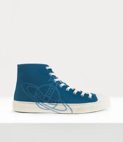 Trainers|Vivienne Westwood High Top Canvas Plimsoll PETROL BLUE