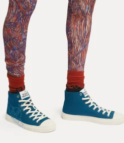 Trainers|Vivienne Westwood High Top Canvas Plimsoll PETROL BLUE