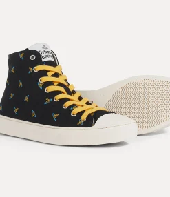 Trainers|Vivienne Westwood High Top Canvas Plimsoll BLACK/BABY ORBS