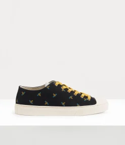 Trainers|Vivienne Westwood Low Top Canvas Plimsoll BLACK/BABY ORBS