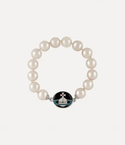 Bracelets|Classic Styles|Vivienne Westwood Man. Loelia Large Pearl Bracelet PLATINUM/BLACK,OFF-WHITE,GREEN,RED
