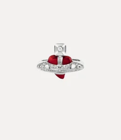 Rings|Vivienne Westwood New Diamante Heart Ring PLATINUM / CRYSTAL Crystal / INDIAN PINK Enamel