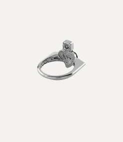 Rings|Rings|Vivienne Westwood New Diamante Heart Ring PLATINUM/BLACK DIAMOND Crystal/BLACK
