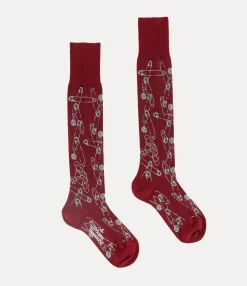 Socks|Socks And Tights|Vivienne Westwood Safety Pin High Sock BORDEAUX