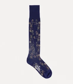 Socks|Socks And Tights|Vivienne Westwood Safety Pin High Sock NAVY BLUE