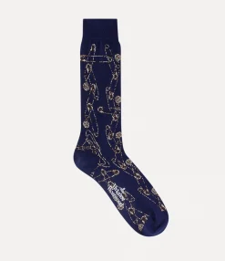 Socks|Socks And Tights|Vivienne Westwood Safety Pin Sock NAVY BLUE