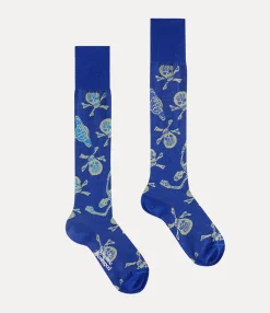 Socks|Socks And Tights|Vivienne Westwood Skull High Sock BLUE