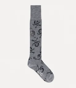 Socks|Socks And Tights|Vivienne Westwood Skull High Sock GREY