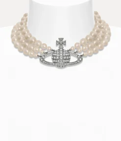 Necklaces|Classic Styles|Vivienne Westwood Three Row Pearl Bas Relief Choker