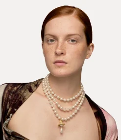 Necklaces|Classic Styles|Vivienne Westwood Three Row Pearl Drop Choker