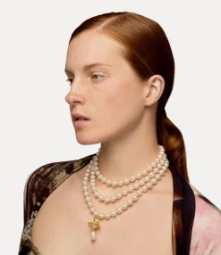 Necklaces|Classic Styles|Vivienne Westwood Three Row Pearl Drop Choker